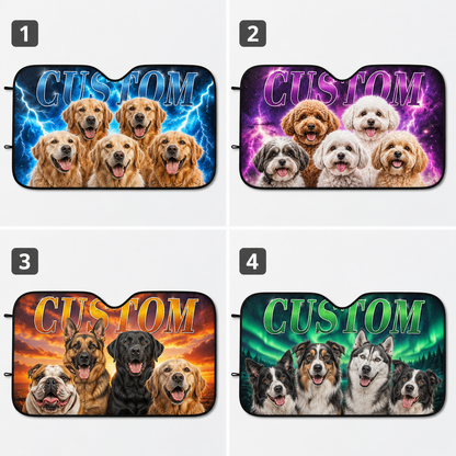 Custom Photo Pet Windshield Sunshade, Personalized Dog Car Sun Shade, Unique Auto Accessories Gift THUC99