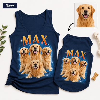 Custom Women’s Dog Mom and Pet Tank Top Set, Personalized Matching Dog Photo Shirt THUC99