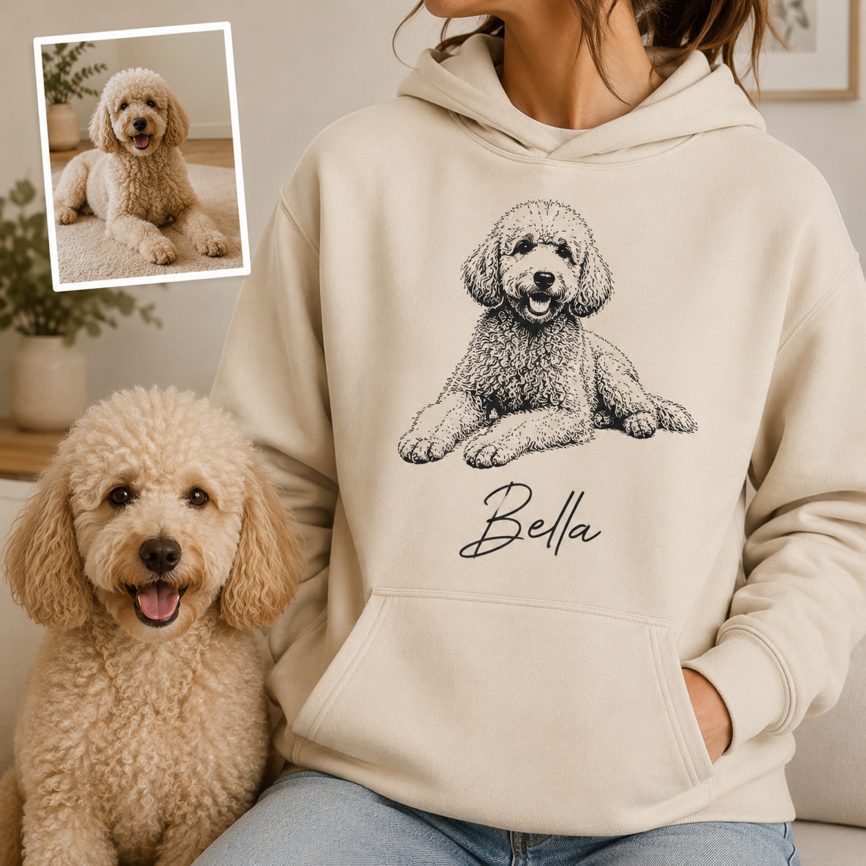 Custom Dog Face Sweatshirt Personalized Puppy Photo Hoodie Funny Gift for Pet Lovers THUC99