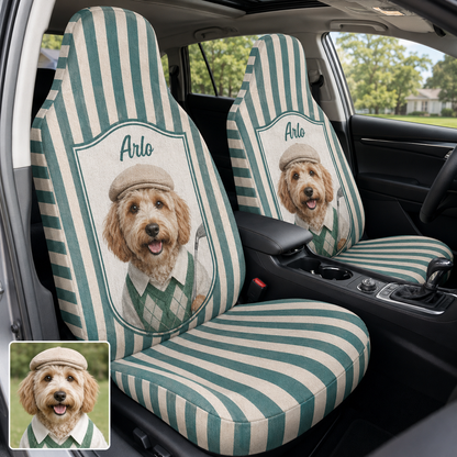 Custom Photo Dog Car Seat Cover, Personalized Pet Face Seat Protector, Dog Lover Auto Gift THUC99