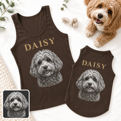 Personalized Women’s Dog Photo Tank Top Set, Matching Owner and Dog Summer Outfit THUC99