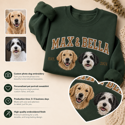 Personalized Pet Photo Sweatshirt, Custom Dog Face Embroidered Hoodie THUC99