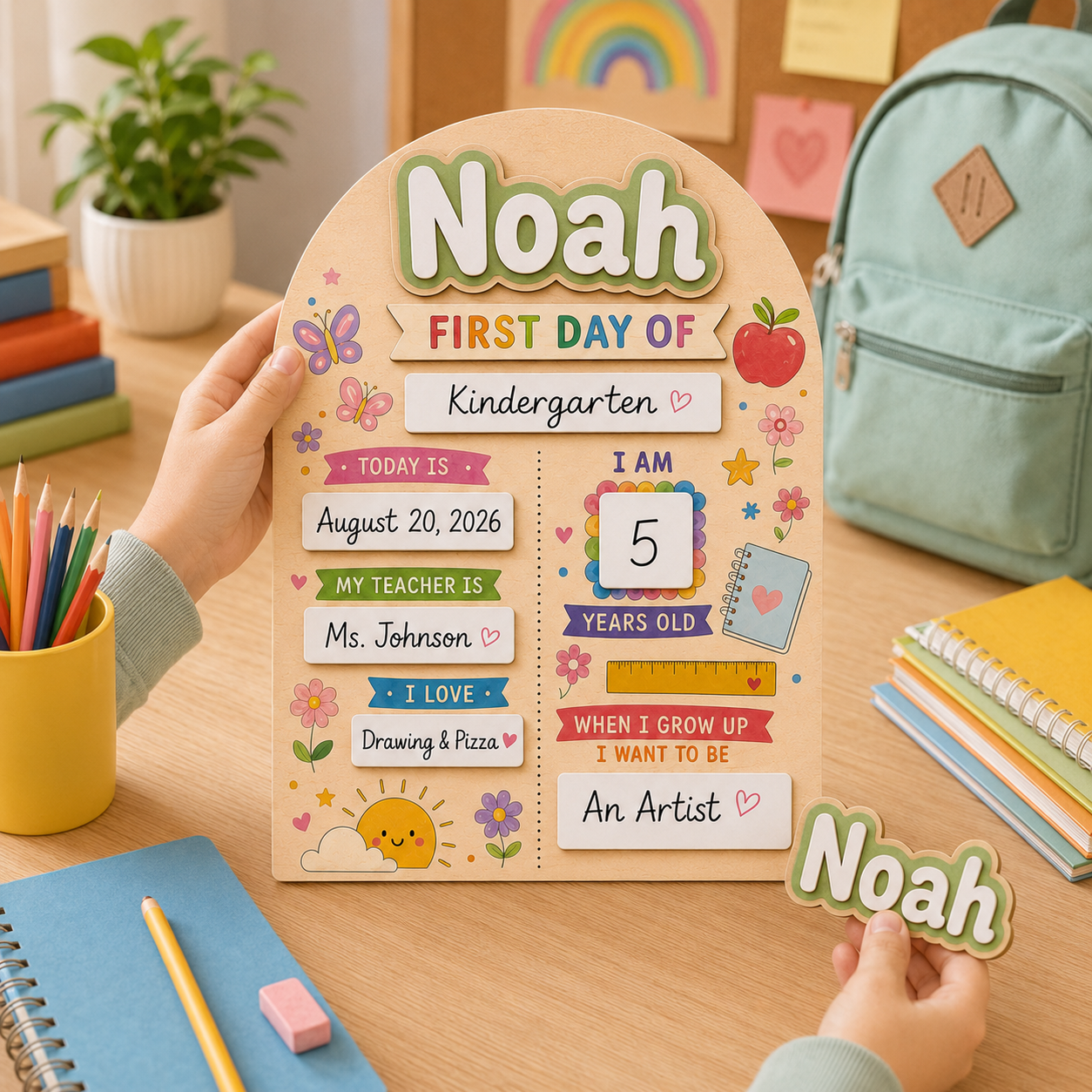 Custom Name Last Day of School Sign, Personalized School Milestone Board THUC99