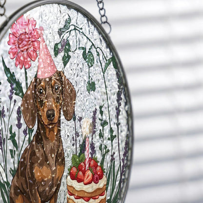 Custom Pet Birthday Suncatcher – Custom Photo Dog Portrait Window Hanging Decor (THUC99)