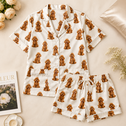Custom Dog Mom Custom Satin Pajamas Set Personalized with Dog Face PhotoTHUC99