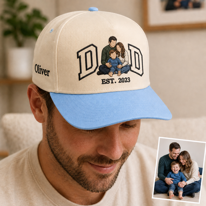 Custom Photo Dad Embroidered Hat, Personalized Cap, Custom Portrait Dad Hat, Father’s Day Gif THUC99