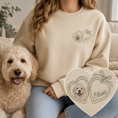 Personalized Dog Face Crewneck, Custom Pet Photo Embroidered Sweatshirt THUC99