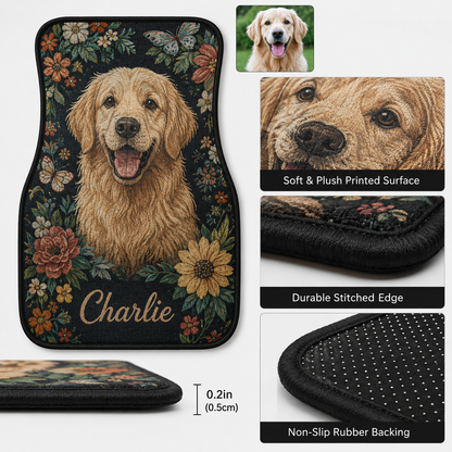 Personalized Dog Car Floor Mats 4-Piece Set, Custom Pet Photo Auto Mat, Dog Lover Gift THUC99