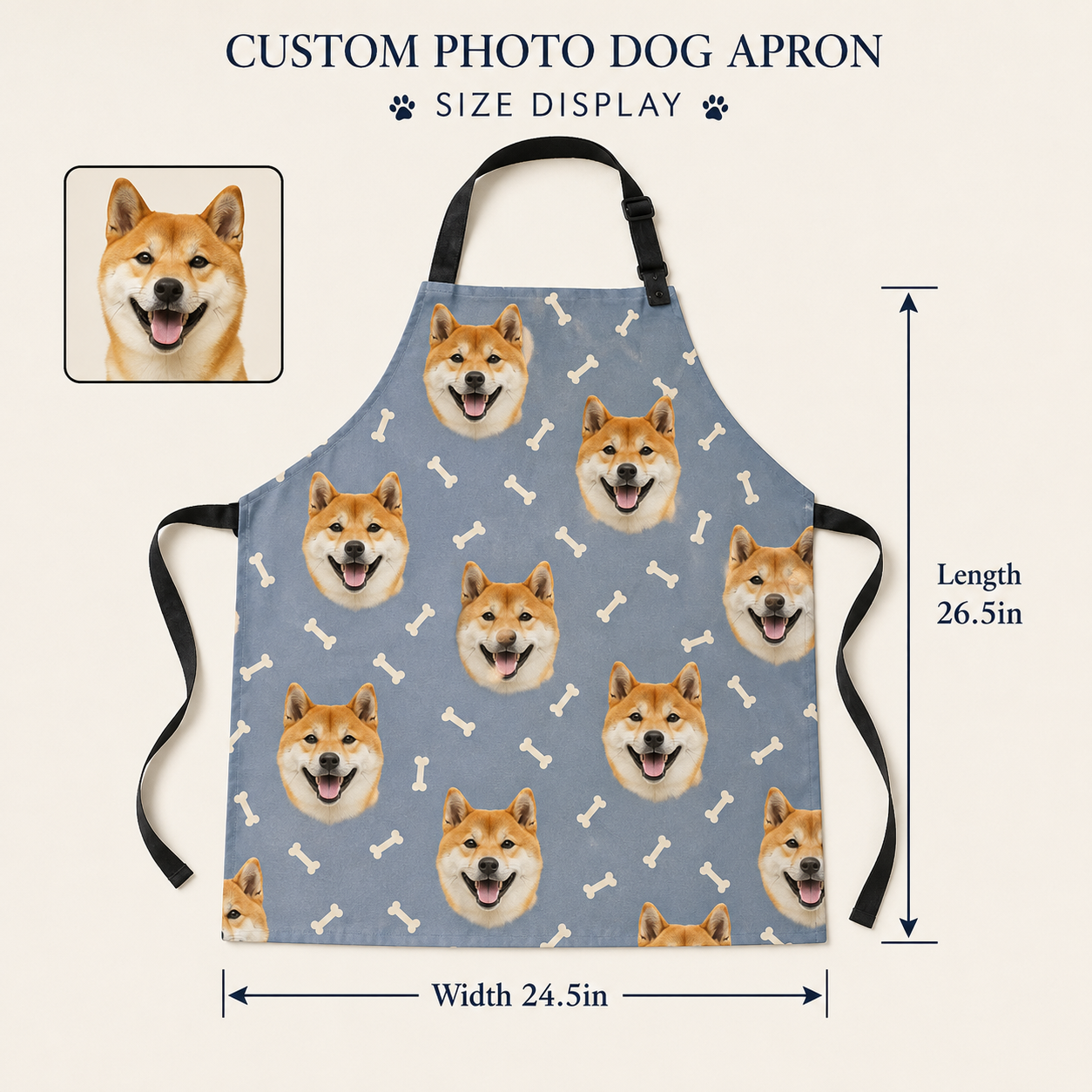 Custom Pet Photo Apron Personalized Dog Kitchen Apron, Unique Gift for Dog Lovers, Bakers and Home Cooks THUC99