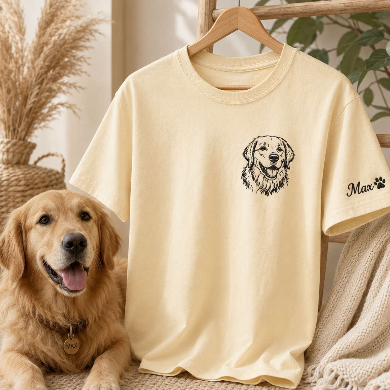 Personalized Dog Photo Embroidered Shirt, Custom Pet Portrait T-Shirt, Dog Mom Gift THUC99