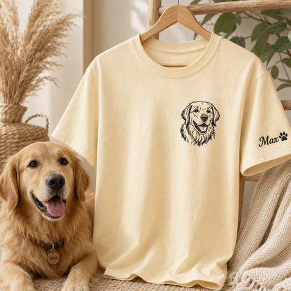 Personalized Dog Photo Embroidered Shirt, Custom Pet Portrait T-Shirt, Dog Mom Gift THUC99