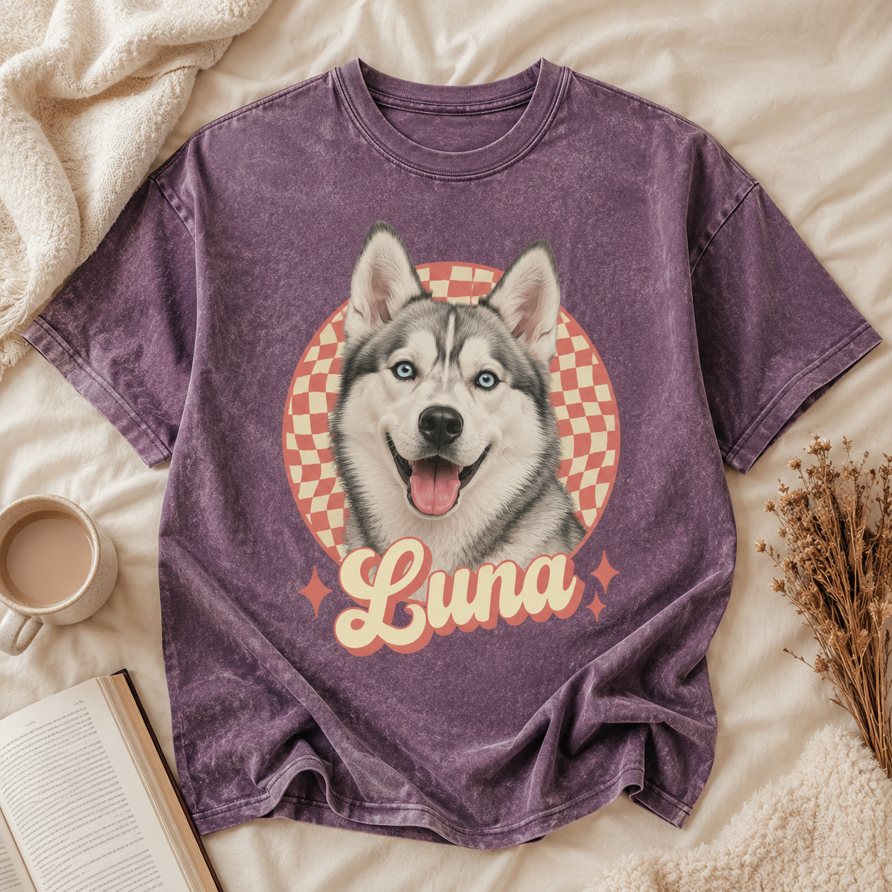 Custom Pet Face Unisex Wash T-Shirt, Personalized Dog Lover Shirt | Dog Dad Gift THUC99
