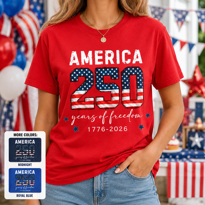 America 250th Celebration T-Shirt, Vintage Freedom Wash Shirt THUC99