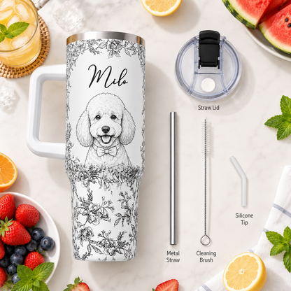 Custom Dog Picture 40oz Tumbler – Personalized Pet Lover Stainless Steel Travel Mug THUC99