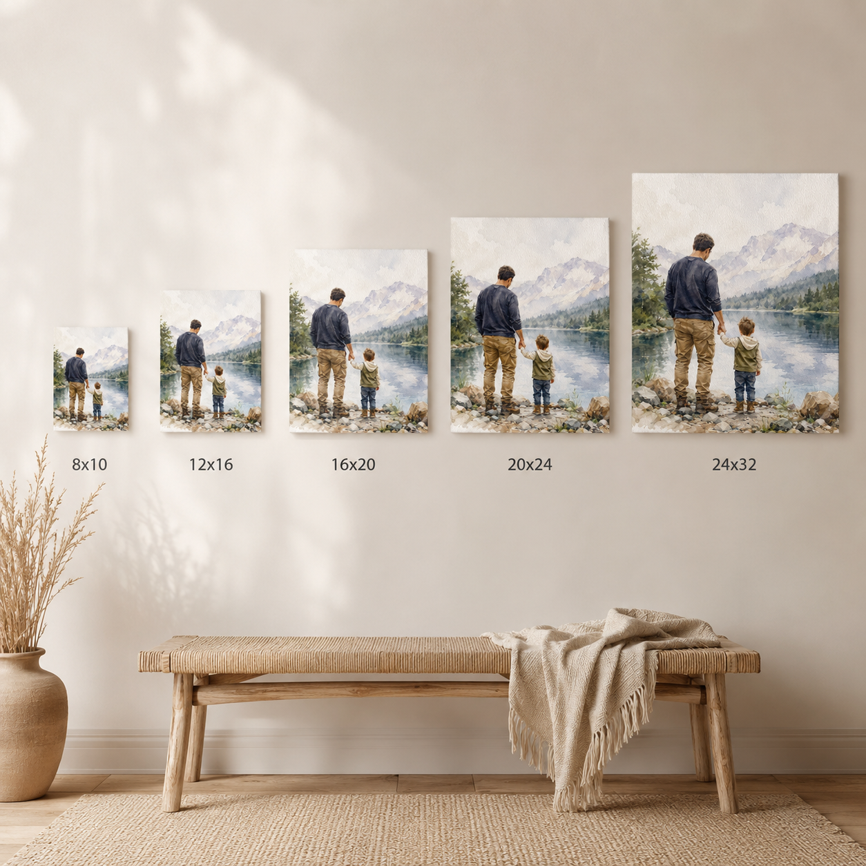 Custom Photo Dad And Son Canvas Wall Art - Custom Gift For Dad TOM99