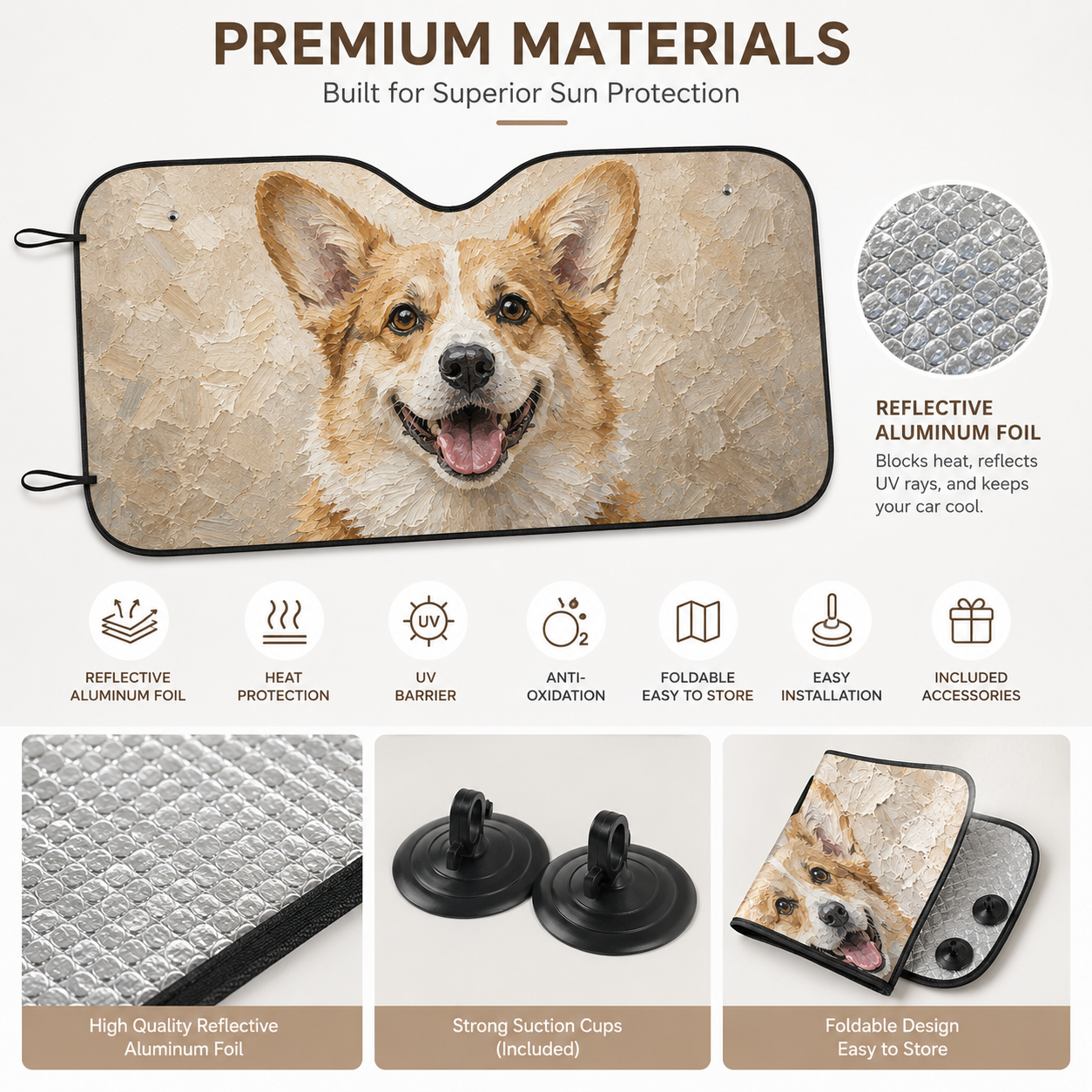Custom Dog Auto Car Sun Shade, Personalized Pet Windshield Sunshade, Custom Photo Dog Car Accessories Gift THUC99