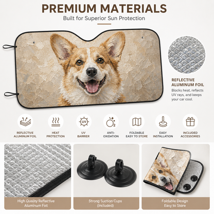 Custom Dog Auto Car Sun Shade, Personalized Pet Windshield Sunshade, Custom Photo Dog Car Accessories Gift THUC99