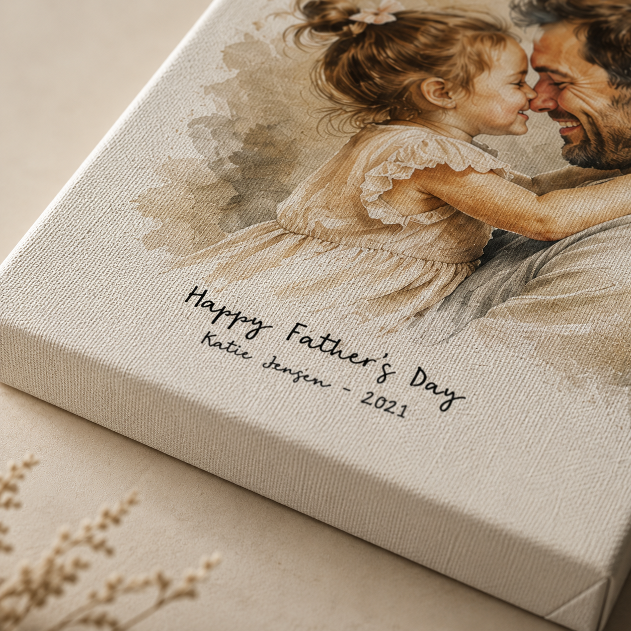 Custom Photo Dad And Daughter Canvas Wall Art - Custom Gift For Dad TOM99