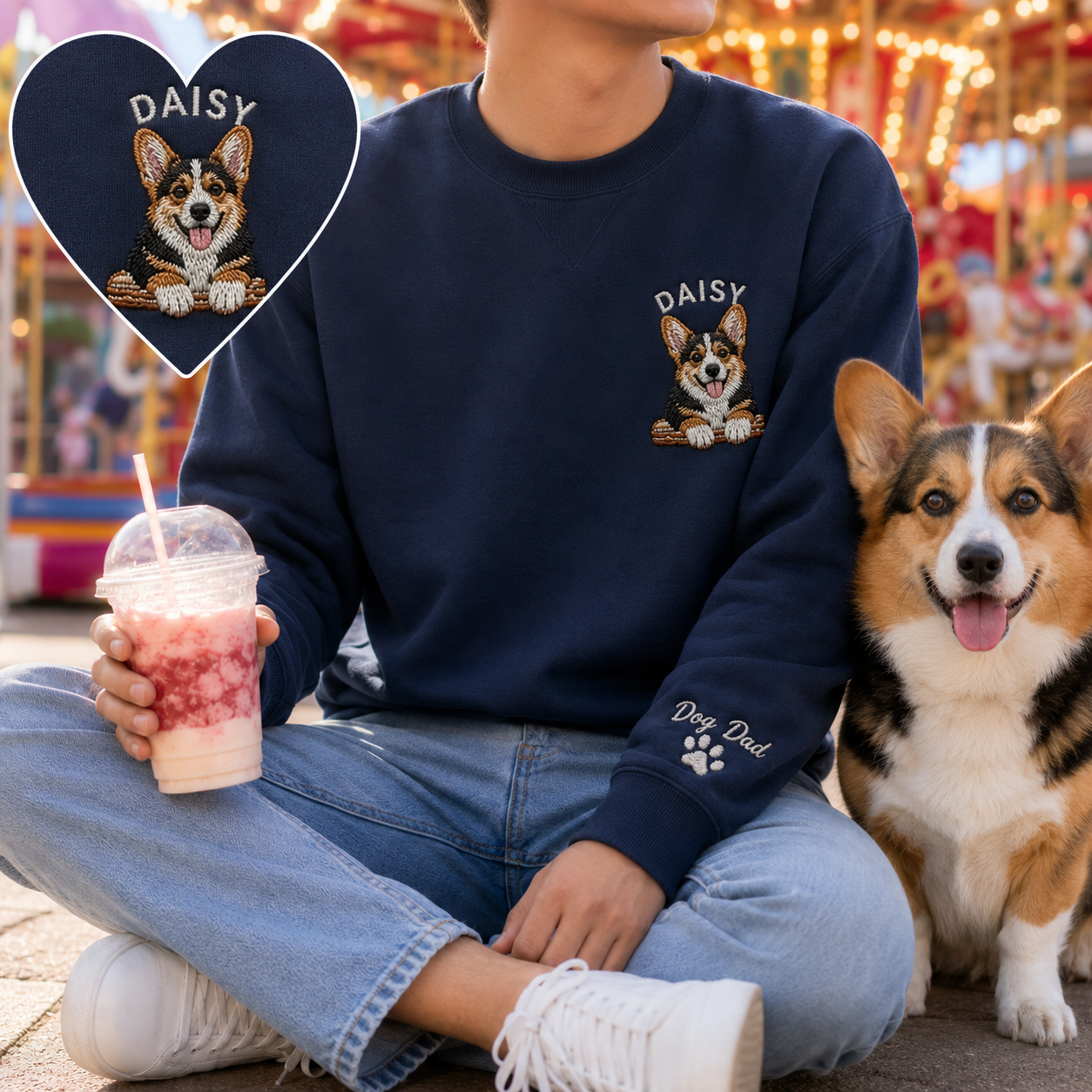 Personalized Pet Memorial Sweatshirt, Custom Dog Photo Embroidered Hoodie THUC99