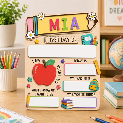 Personalized Preschool Kindergarten Sign, First Day Last Day School Board THUC99