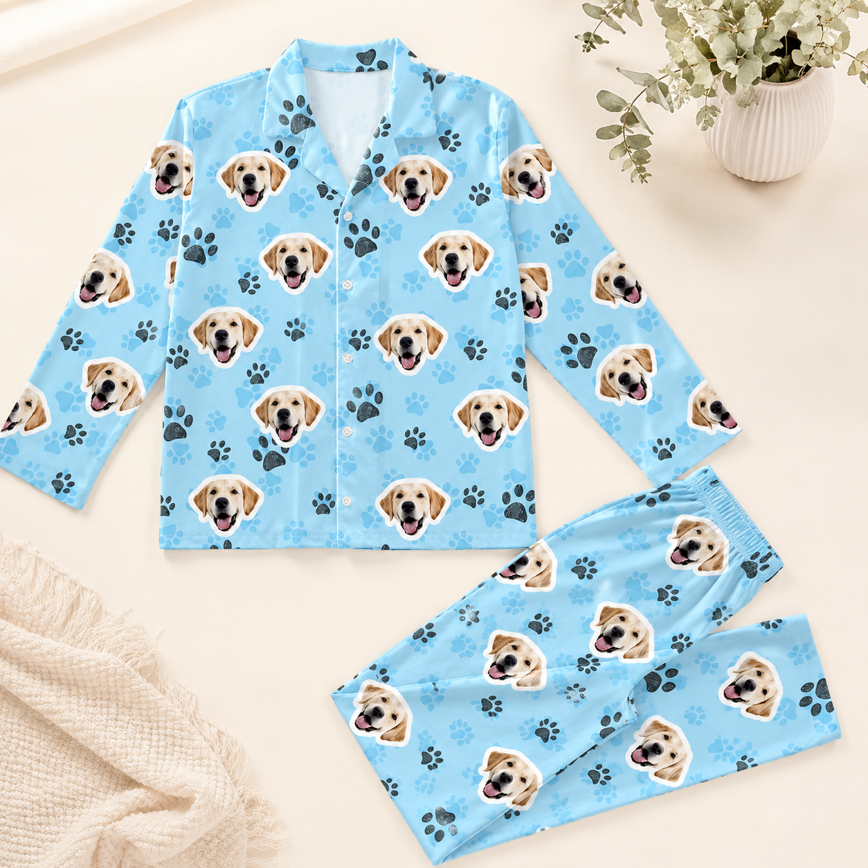 Personalized Dog Face Pajamas Set for Dog Mom and Dog Dad, Custom Pet Photo Sleepwear THUC99 (Copy)