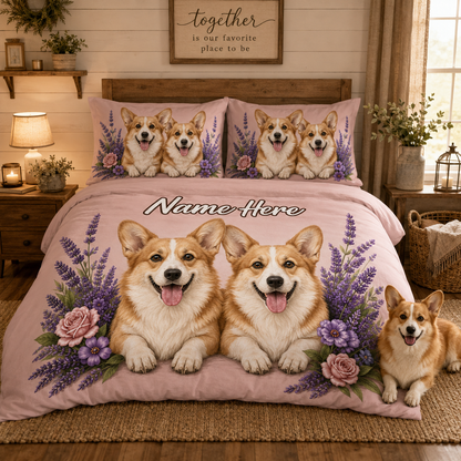 Custom Pet Photo Duvet Set, Personalized Dog Portrait Bedding Gift THUC99