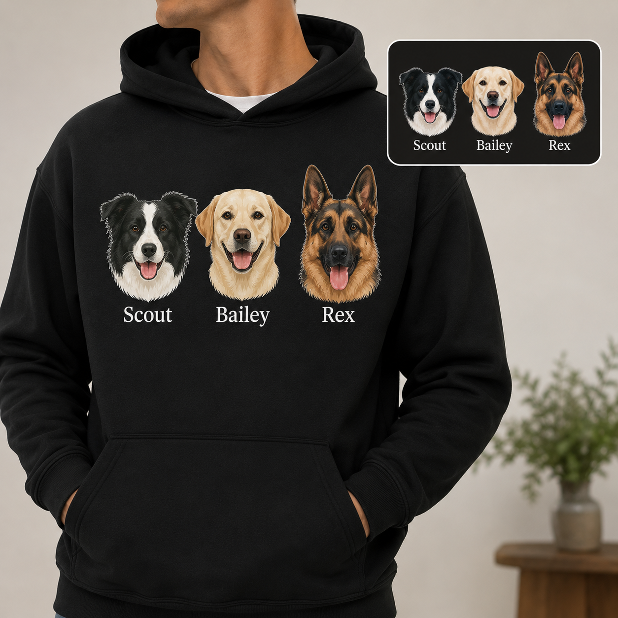 Custom Dog Face Sweatshirt Personalized Puppy Photo Hoodie Funny Gift for Pet Lovers THUC99