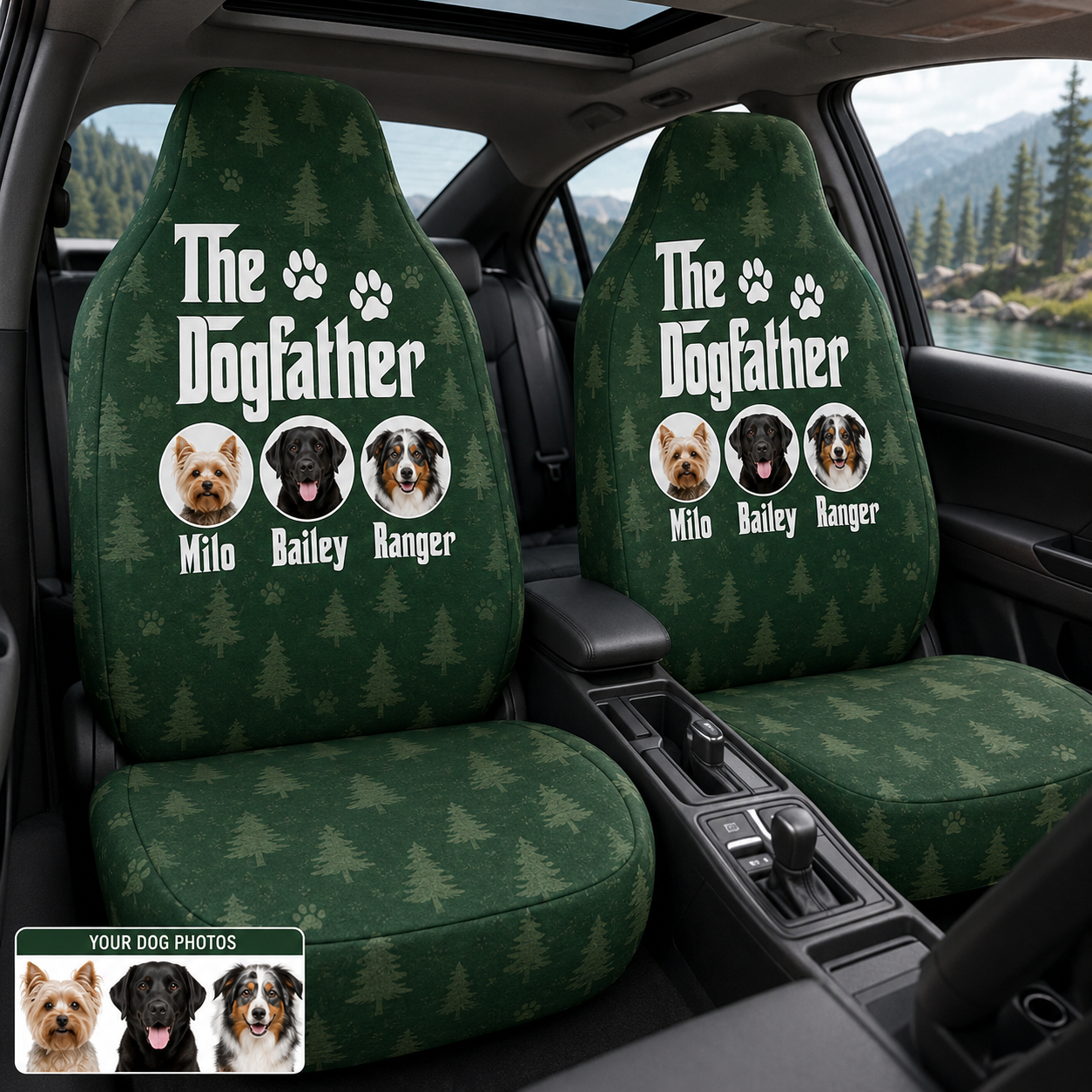 Custom Dog Photo Car Seat Protector, Personalized Dog Father Seat Cover, Dog Mom Gift THUC99
