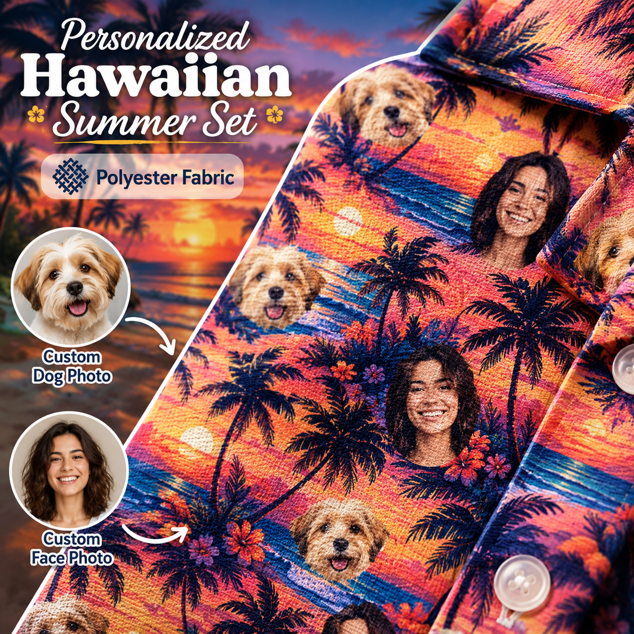 Personalized Dog Face Hawaiian Shirt, Custom Pet Vacation Shirt, Tropical Summer Gift THUC99