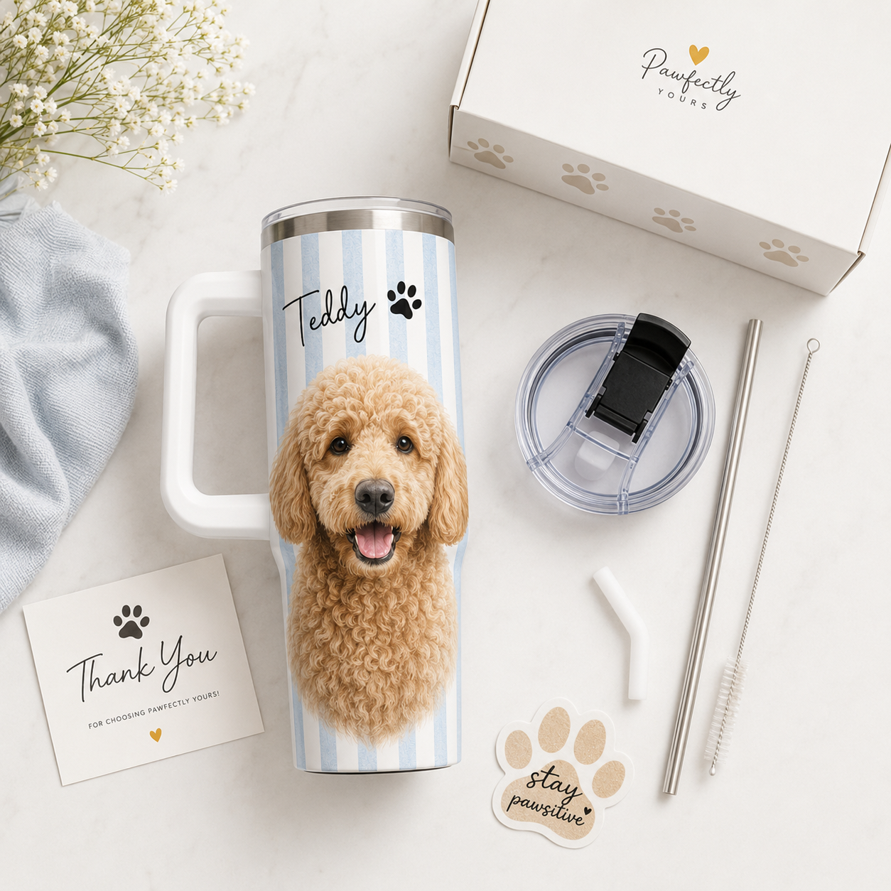Personalized Dog Picture 40oz Tumbler – Custom Pet Photo Gift for Dog Mom and Dog Dad THUC99
