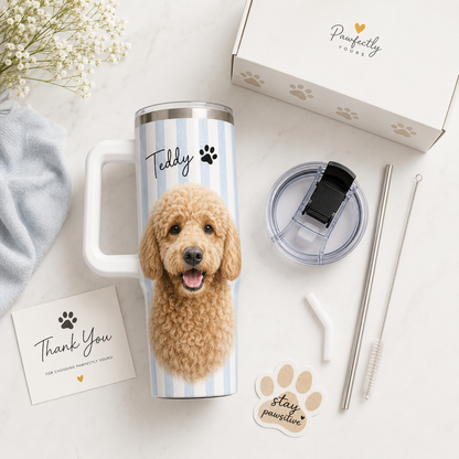 Personalized Dog Picture 40oz Tumbler – Custom Pet Photo Gift for Dog Mom and Dog Dad THUC99