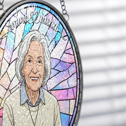 Personalized Grandma Stained Glass Suncatcher – Heartfelt Gift for Nana or Mom THUC99