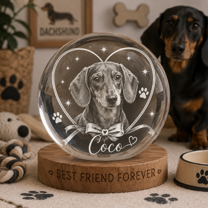 Dog Memorial Crystal Ball Lamp, Custom Pet Photo Night Light, Personalized Dog Keepsake THUC99