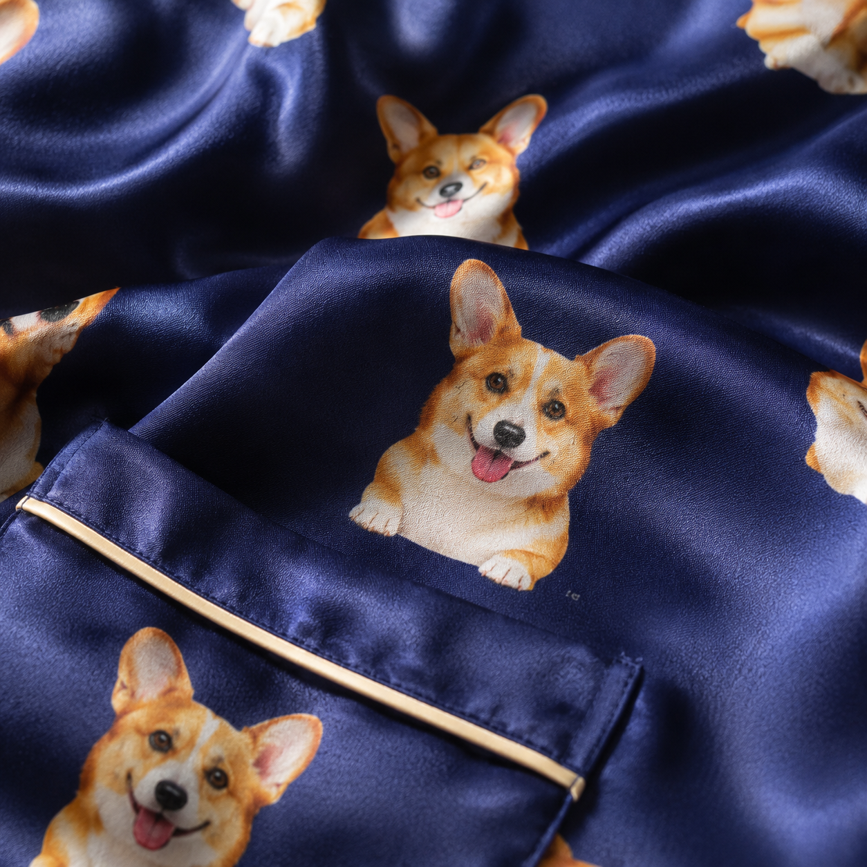 Custom Pet Portrait Satin Pajamas Set Personalized Dog Face Sleepwear Gift THUC99