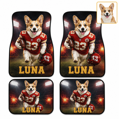 Custom Photo Dog Football Auto Floor Mat Set, Personalized Pet Car Mats, Dog Mom Dog Dad Gift THUC99 (Copy)