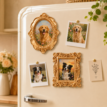 Custom Dog Vintage Frame Magnet, Custom Dog Photo Fridge Magnet, Gift For Dog Mom Dad THUC99