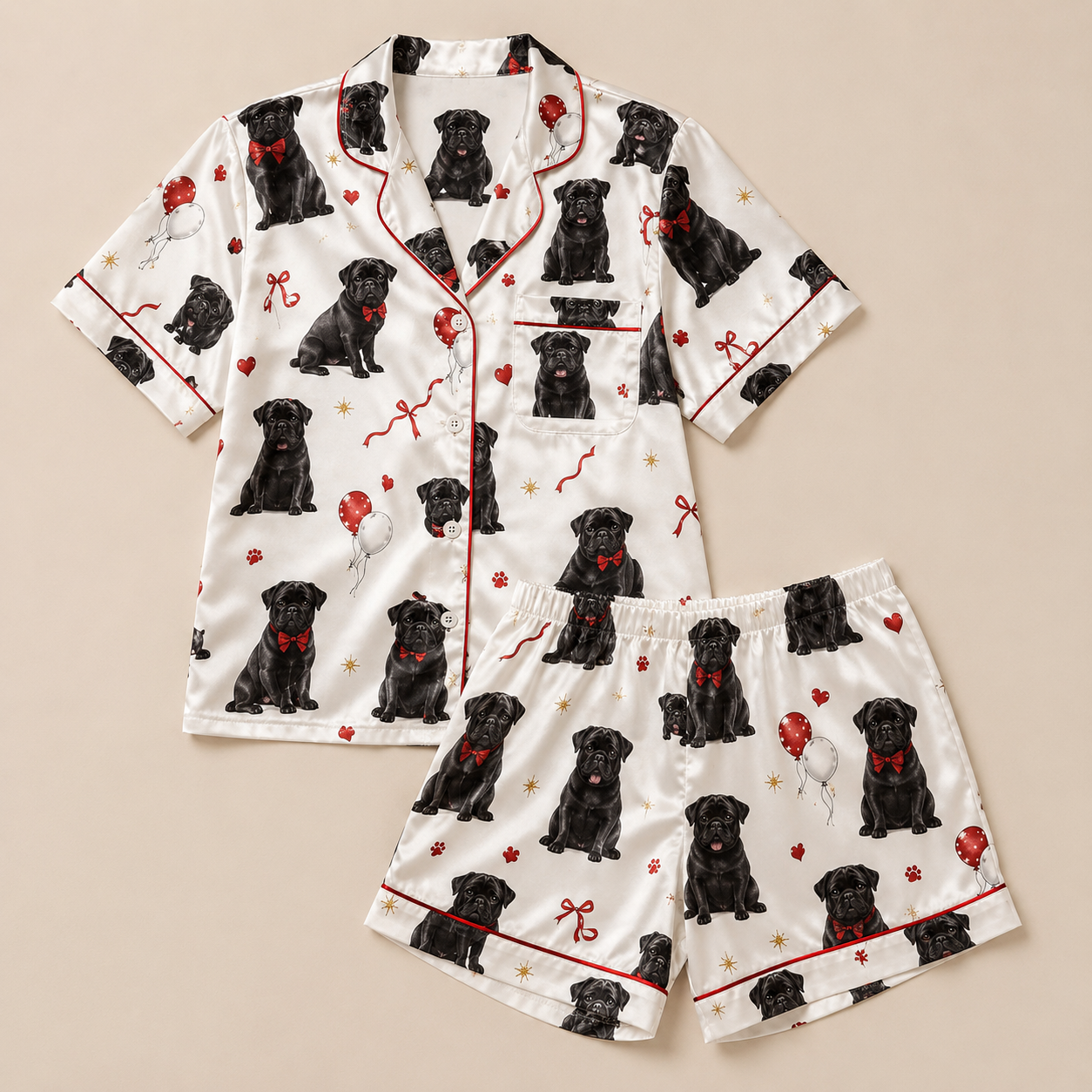 Personalized Puppy Photo Satin Sleepwear Set Cute Custom Pajamas for Dog Mom THUC99