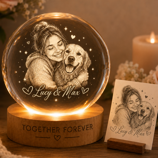 Personalized Pet Memorial Lamp, Custom Dog Crystal Ball Night Light, Dog Photo Keepsake THUC99
