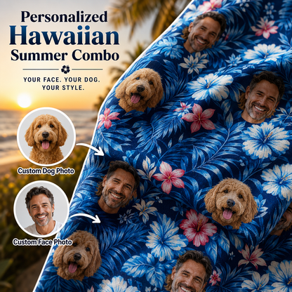 Custom Dog Face Hawaiian Shirt, Personalized Aloha Vacation Shirt, Gift For Dog Lovers THUC99
