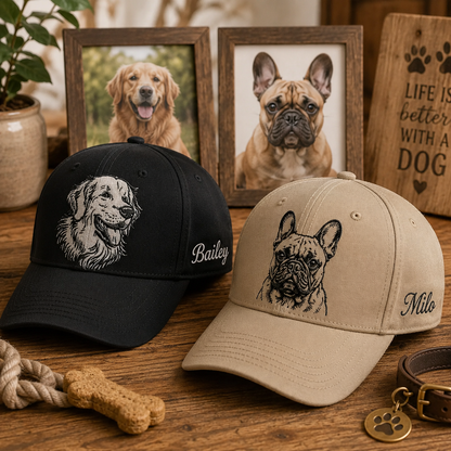 Custom Dog Memorial Hat, Embroidered Pet Face Hat, Personalized Dog Dad Gift THUC99