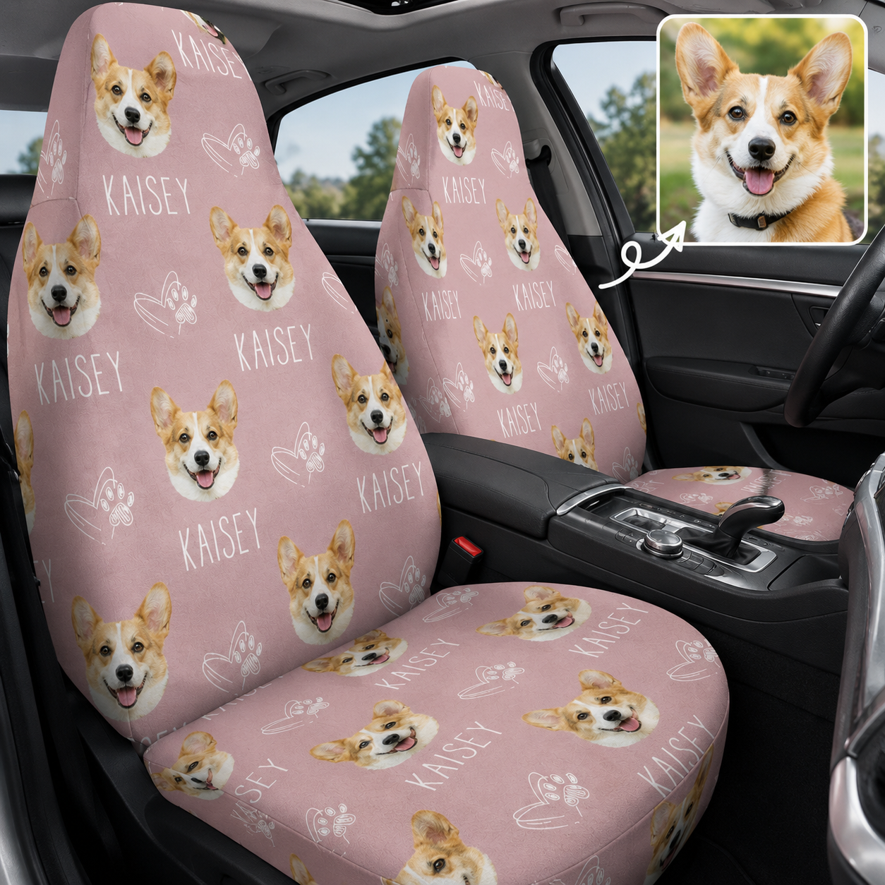 Custom Dog Face Car Seat Cover, Personalized Pet Lover Seat Protector, Cute Car Decor Gift THUC99