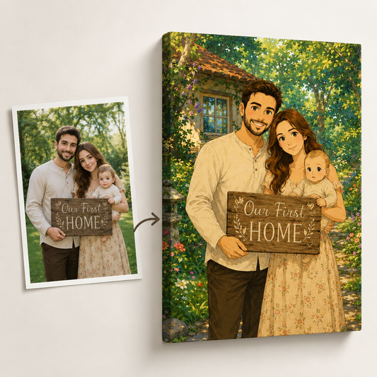 Custom Photo Dad's Family Canvas Wall Art - Custom Gift For Dad TOM99
