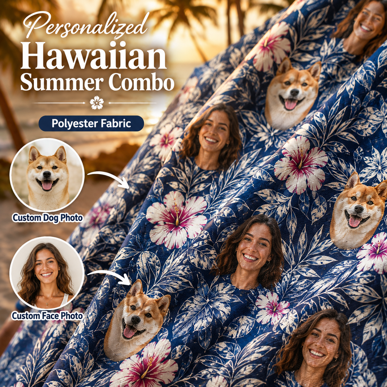 Custom Pet Hawaiian Shirt, Personalized Dog Photo Aloha Shirt, Tropical Vacation THUC99