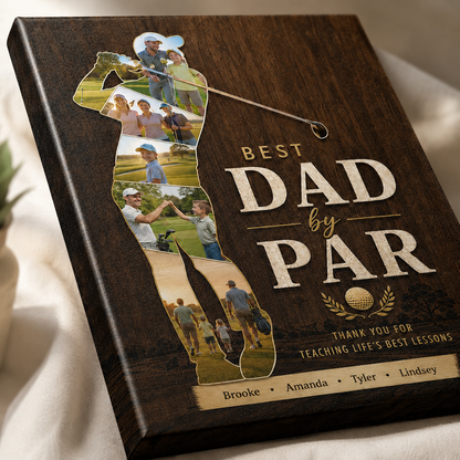 Custom Photo Best Dad By Par Canvas Wall Art - Custom Gift For Dad TOM99