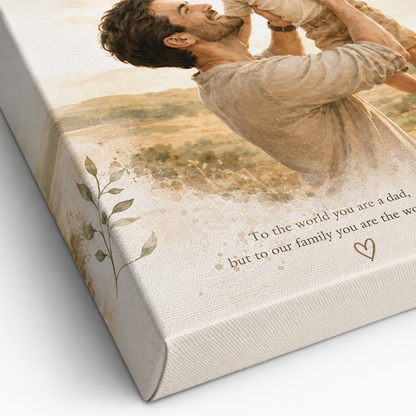 Custom Photo Boy Dad Canvas Wall Art - Custom Gift For Dad TOM99