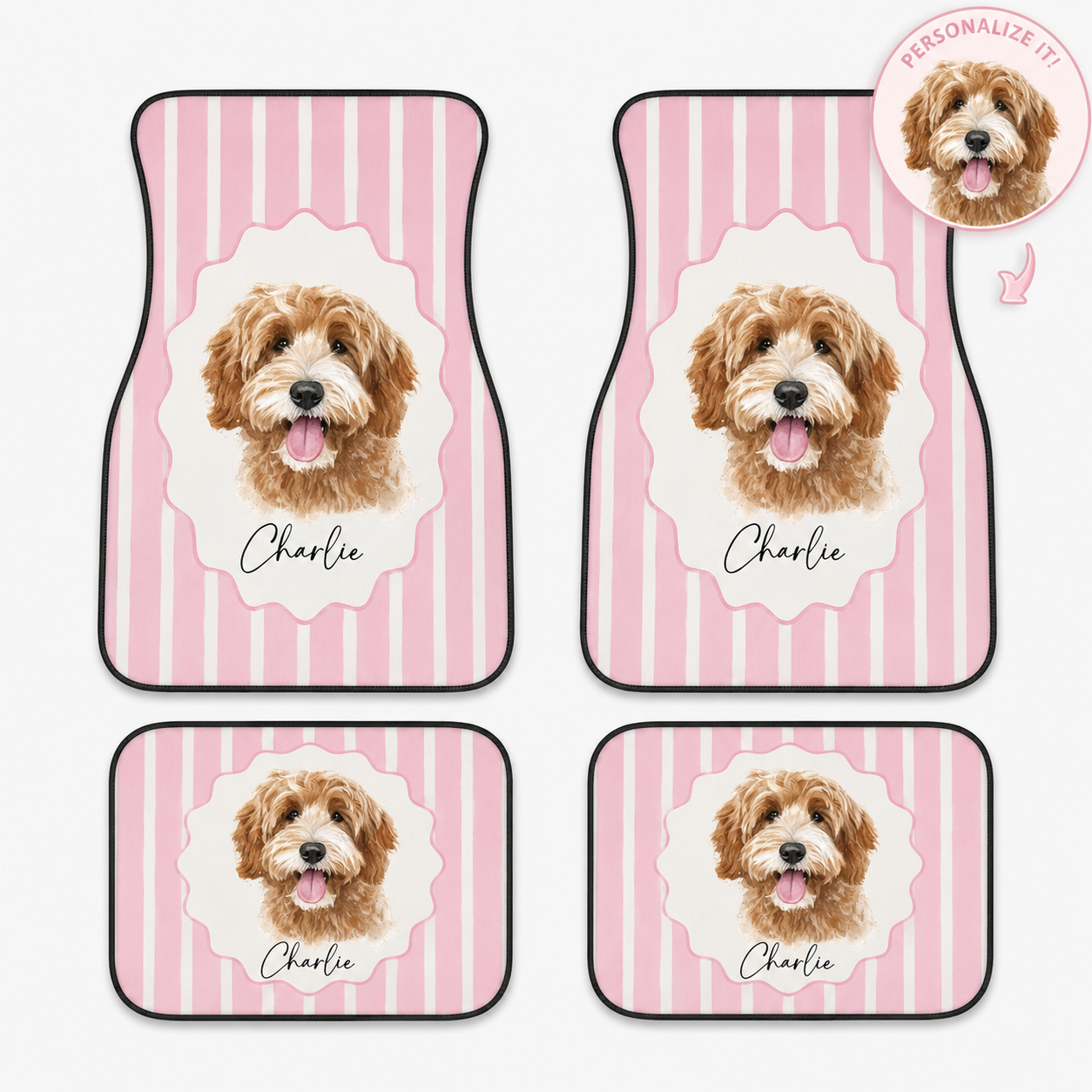 Personalized Pet Photo Car Floor Mat Set, Custom Dog Floor Mats, Cute Car Accessories THUC99