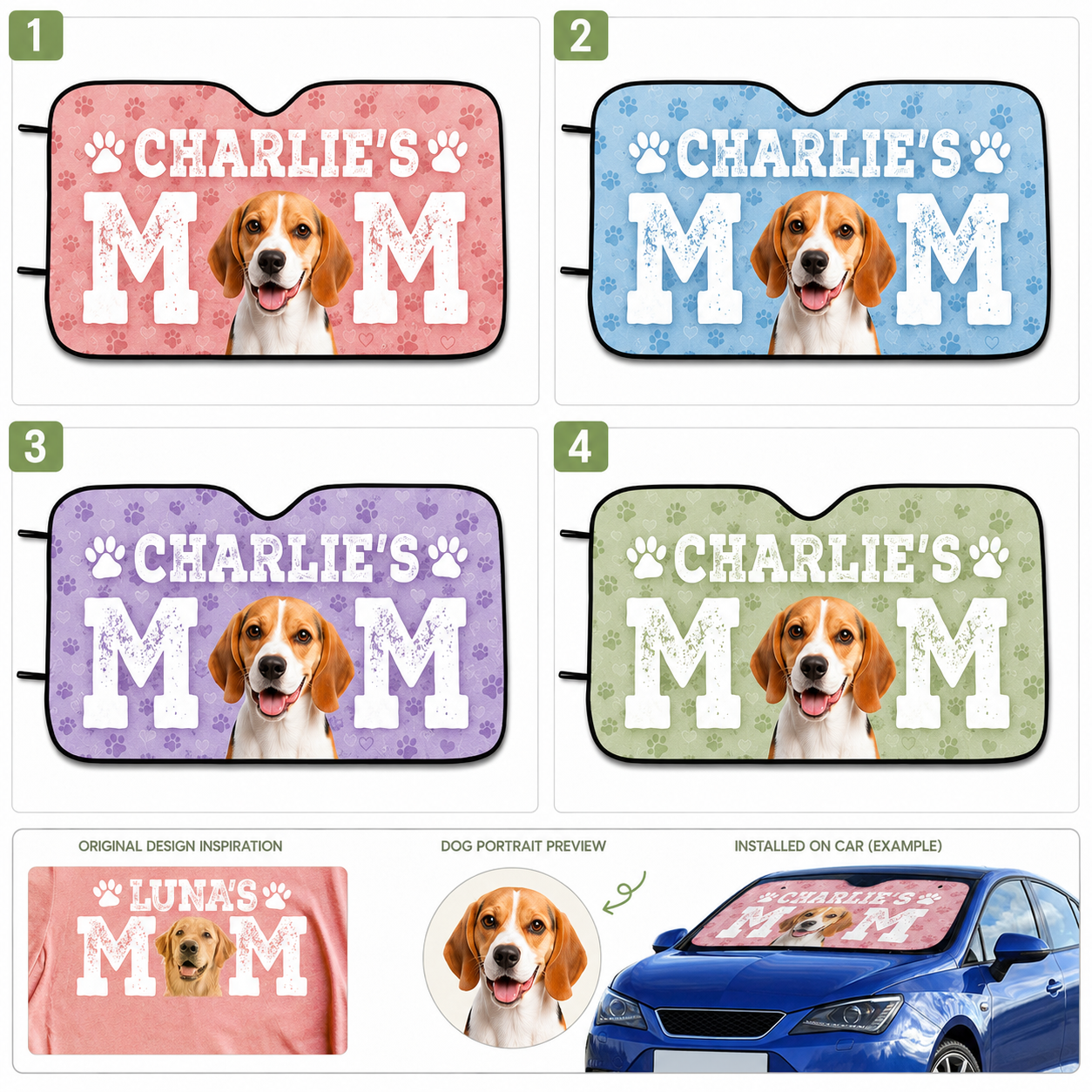Custom Photo Dog Auto Sunshade, Personalized Pet Car Window Shade Cover THUC99