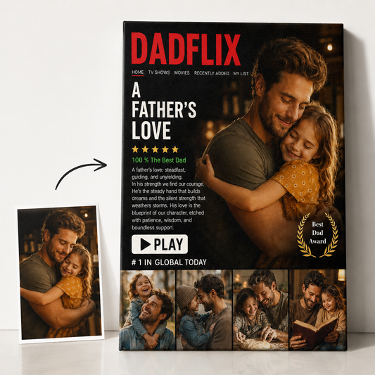 Custom Photo DADFLIX Canvas Wall Art - Custom Gift For Dad TOM99