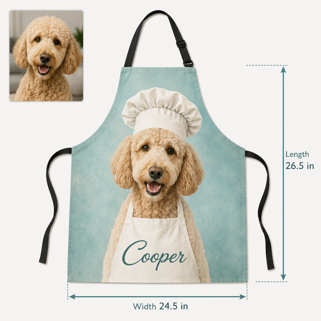 Personalized Custom Dog Apron with Photo, Cooking Apron for Pet Parents and Dog Lovers THUC99