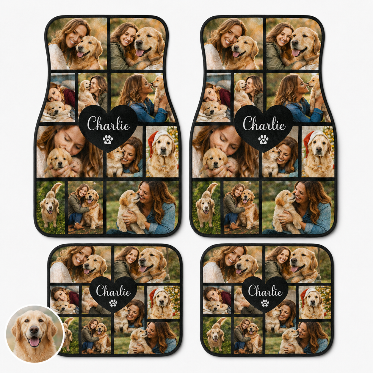 Custom Dog Photo Car Mats Set, Personalized Pet Floor Mats, Car Interior Gift THUC99